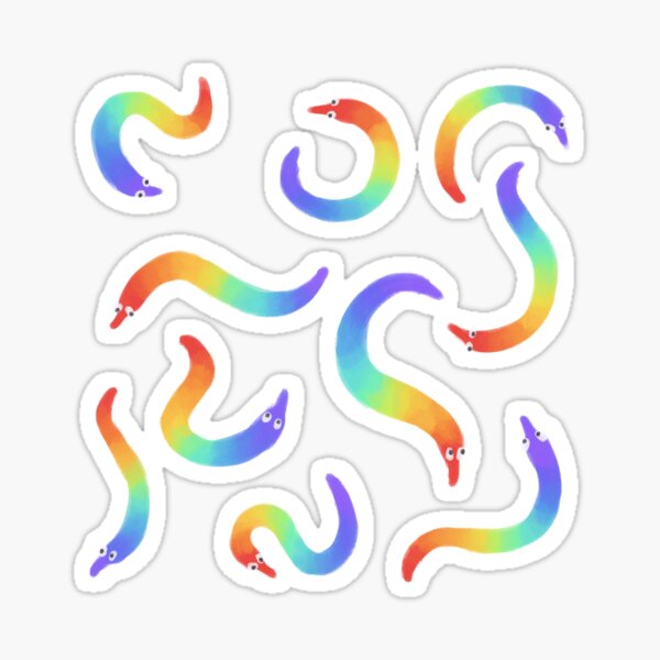 Vista previa del artículo con la obra «gusano arcoiris», diseñado y vendido por CherryJackalope.