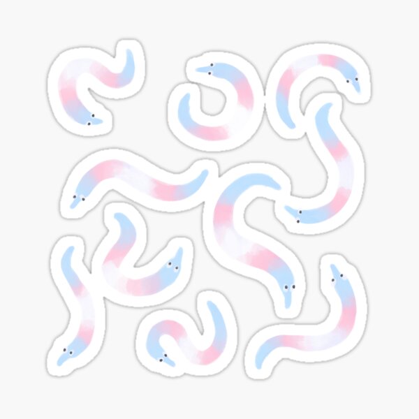 Vista previa del artículo con la obra «orgullo gusanos trans», diseñado y vendido por CherryJackalope.
