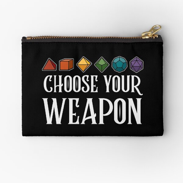 Choose Your Weapon Dungeon RPG Dice Pencil Pen Organizer Zipper Pouch Case 