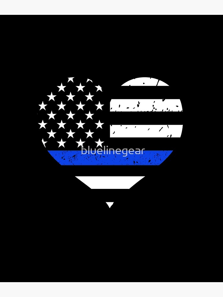 Police Wife Thin Blue Line Heart Poster By Bluelinegear Redbubble