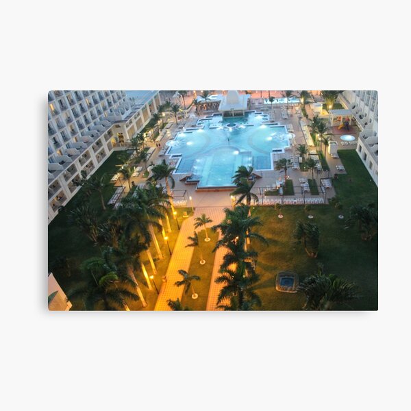 Aruba, resort, spa, health resort, 2017, pool, palm trees, hotel building Canvas Print