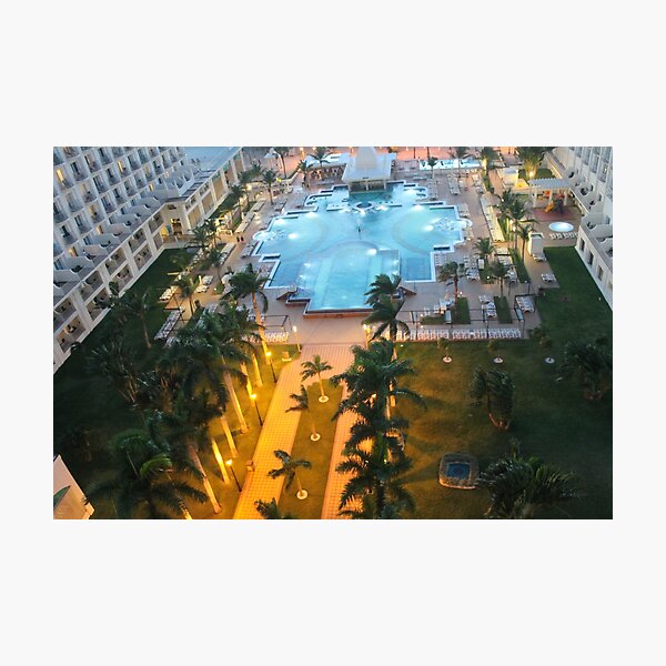 Aruba, resort, spa, health resort, 2017, pool, palm trees, hotel building Photographic Print