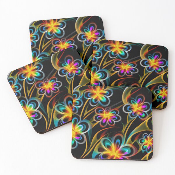 Item preview, Neon Colorful Floral on Black designed and sold by calibrit.
