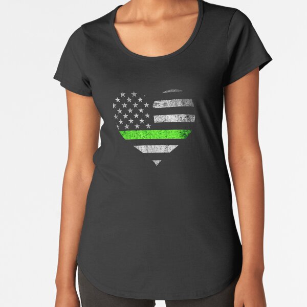 THIN GREEN LINE HEART FLAG Premium Scoop T-Shirt