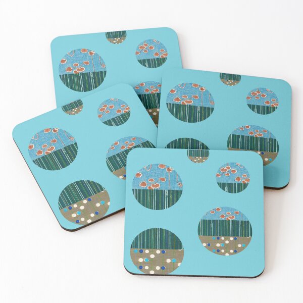Item preview, JAPANESE TEXTILE COLLAGE SERIES  - Variation No.3 - DOTS, STRIPES and PETALS CIRCULAR MOTIFS SET designed and sold by MirabiliaMagpie.