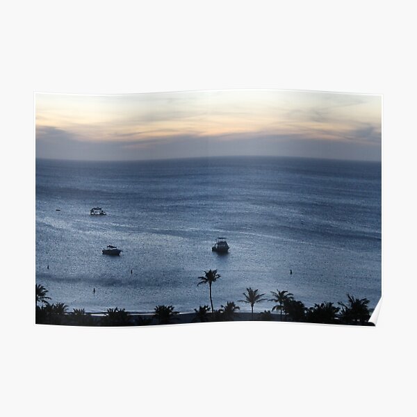 Aruba, resort, health resort, spa, water, bay, boat, boats, sunset Poster