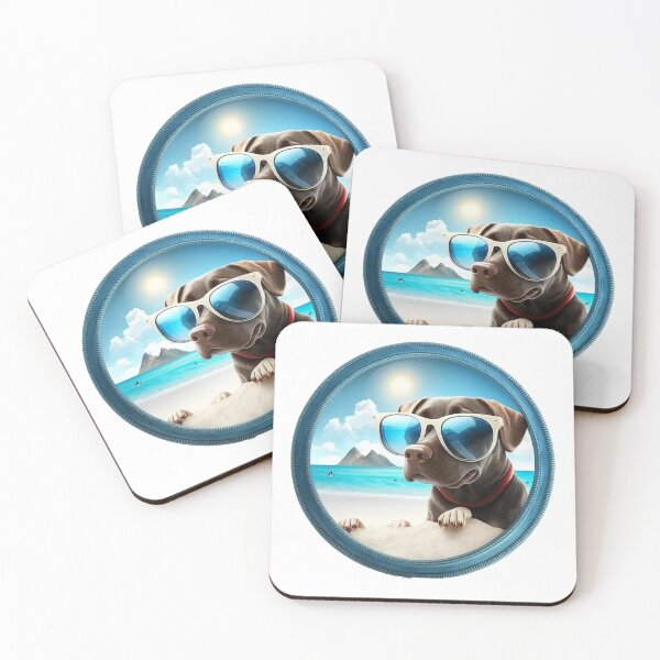 Item preview, Labrador dog basking on the beach designed and sold by Stickermagician.