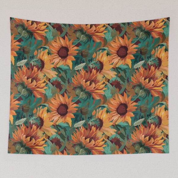 Item preview, Van Gogh-Inspired Sunflower Pattern - Textured Background and Expressive Strokes designed and sold by TopArtsy.