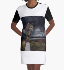 Cat walking the fence. Graphic T-Shirt Dress