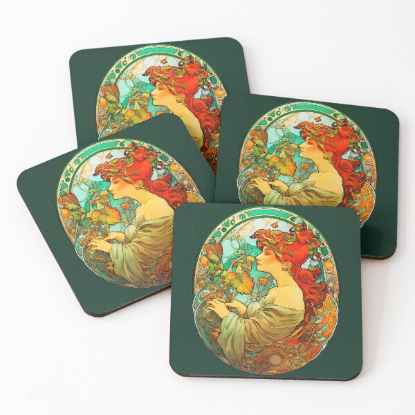 Item preview, Art Nouveau Red-haired Woman Alphonse Mucha Inspired designed and sold by entwithanaxe.