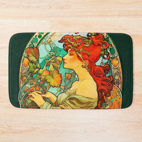 Item preview, Art Nouveau Red-haired Woman Alphonse Mucha Inspired designed and sold by entwithanaxe.