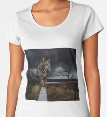 Cat walking the fence. Women's Premium T-Shirt