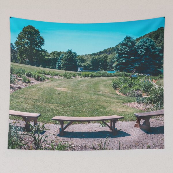Item preview, Benches in a park garden designed and sold by Michael Deemer.