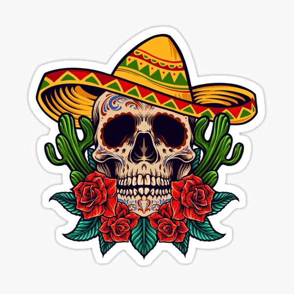 Aperçu de l'œuvre Crâne et roses de Cinco de Mayo créée et vendue par SushiAnn.