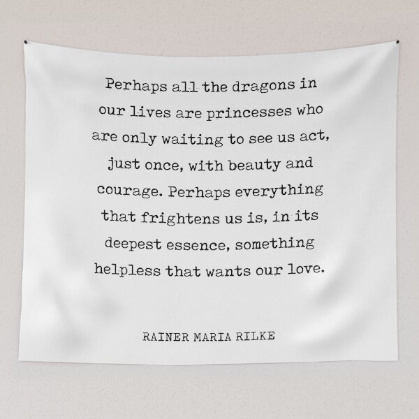 Item preview, Beauty, Courage and Love - Rainer Maria Rilke Quote - Typewriter Print 1 designed and sold by Studio Grafiikka.