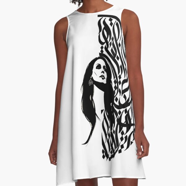 Fairouz Collection Arabic Calligraphy By Fadi A-Line Dress