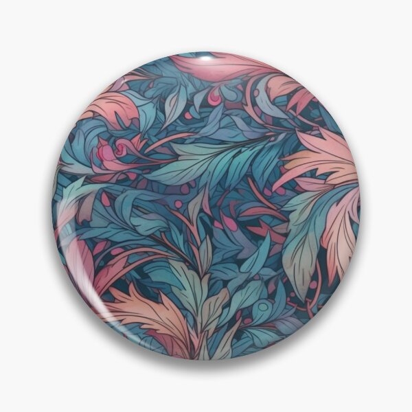 Item preview, Art Nouveau Leaves Pattern - soft blue and pink designed and sold by DreamyDigitalCo.