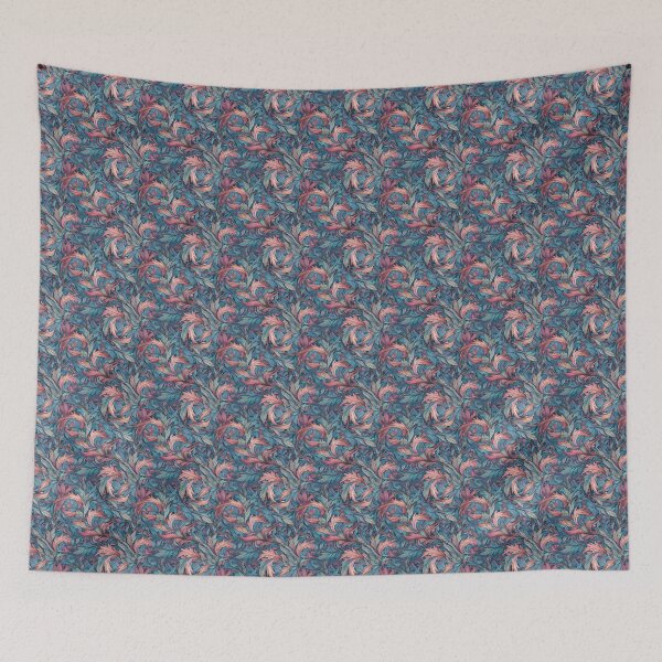 Item preview, Art Nouveau Leaves Pattern - soft blue and pink designed and sold by DreamyDigitalCo.