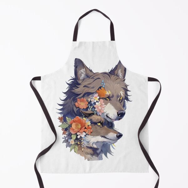 Item preview, Colorful wolf with flowers designed and sold by Lychee Design.