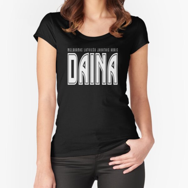 Melburnas latviešu jauktais koris DAINA | Melbourne Latvian Mixed Choir DAINA (White text) Fitted Scoop T-Shirt