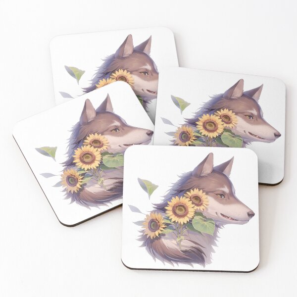 Item preview, Colorful wolf with flowers designed and sold by Lychee Design.
