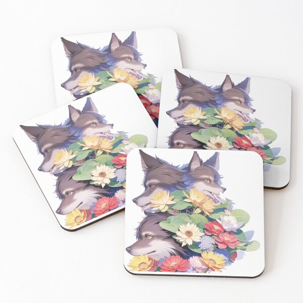 Item preview, Colorful wolf with flowers designed and sold by Lychee Design.