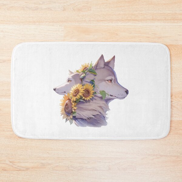 Item preview, Colorful wolf with flowers designed and sold by Lychee Design.