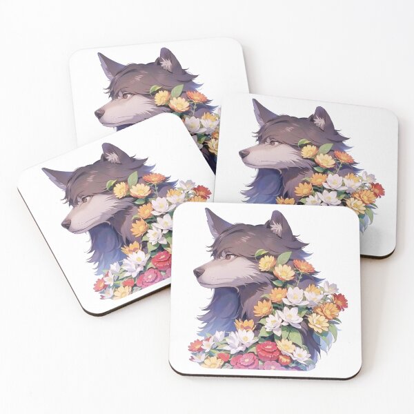 Item preview, Colorful wolf with flowers designed and sold by Lychee Design.