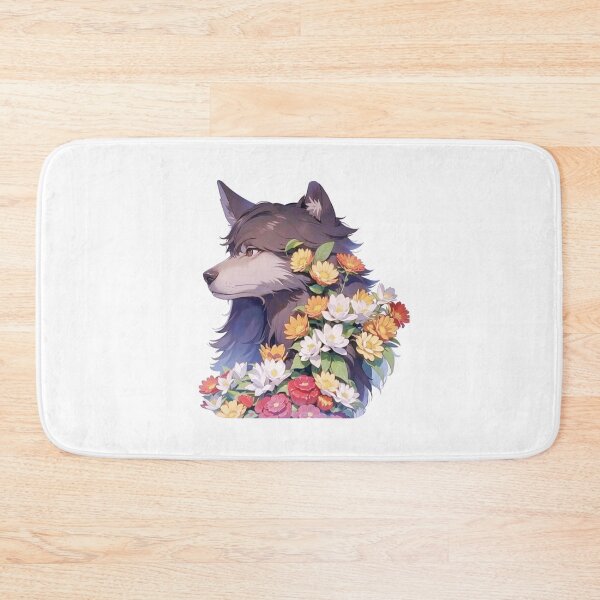 Item preview, Colorful wolf with flowers designed and sold by Lychee Design.