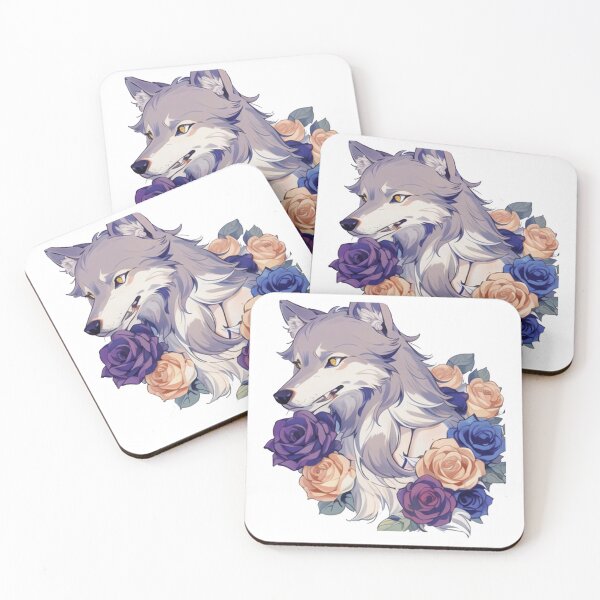 Item preview, Colorful wolf with flowers designed and sold by Lychee Design.