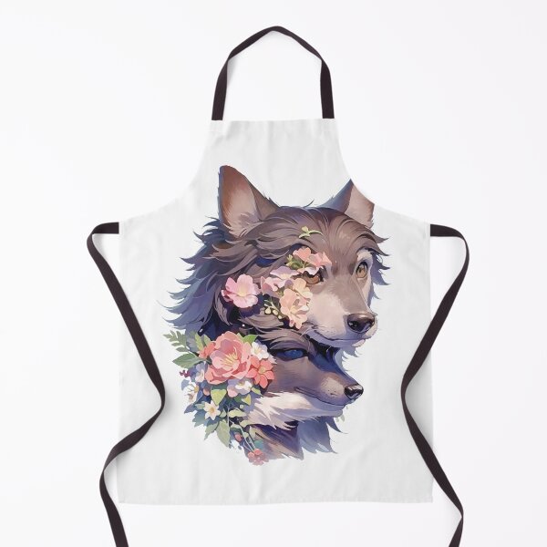 Item preview, Colorful wolf with flowers designed and sold by Lychee Design.