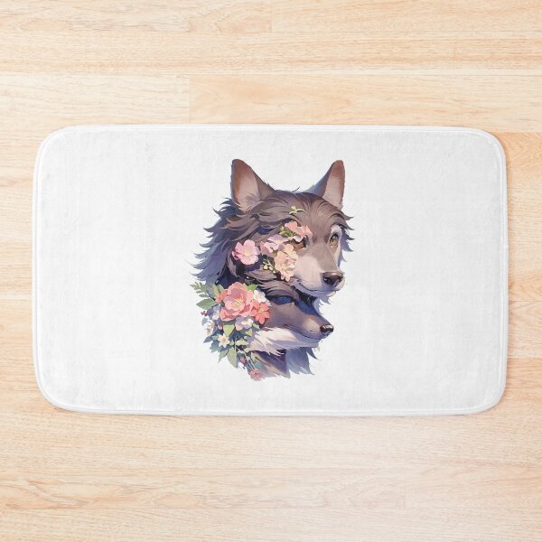Item preview, Colorful wolf with flowers designed and sold by Lychee Design.