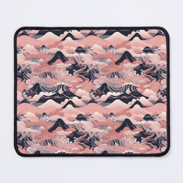 Item preview, Black Pink Japanese Mountains Wagara Pattern  designed and sold by StudioTokyo.