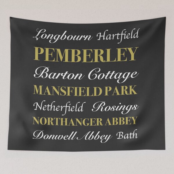 Item preview, Jane Austen Locations (dark) designed and sold by LoveLiterature.