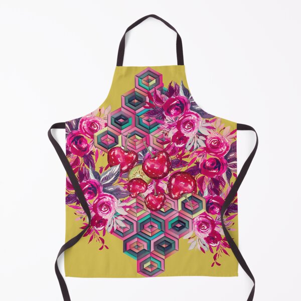 Item preview, Roses, cherries and hexagons, psychedelic art designed and sold by IngaDesign.