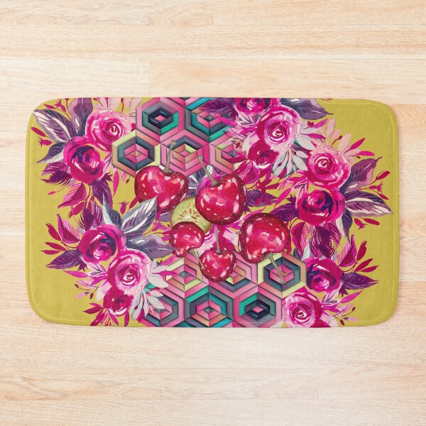 Item preview, Roses, cherries and hexagons, psychedelic art designed and sold by IngaDesign.