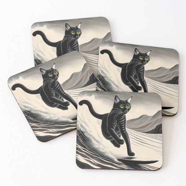 Item preview, Black & White Surfing Cat  designed and sold by AgataKaja.