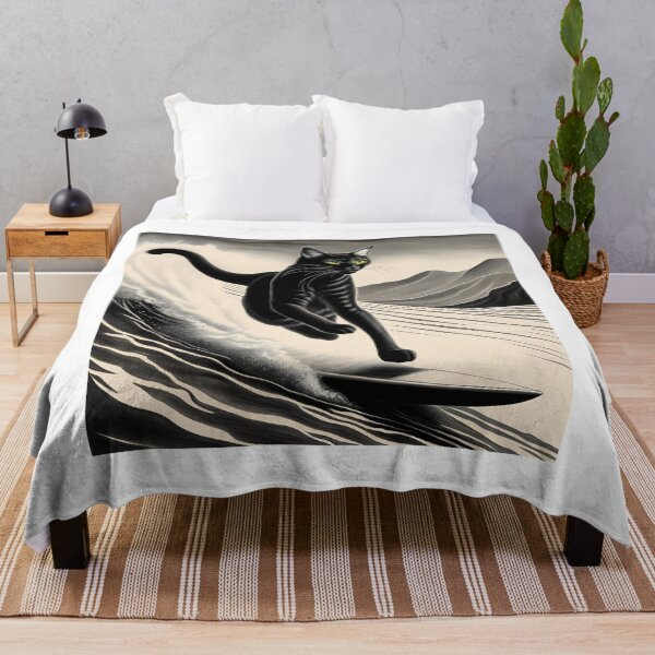 Item preview, Black & White Surfing Cat designed and sold by AgataKaja.