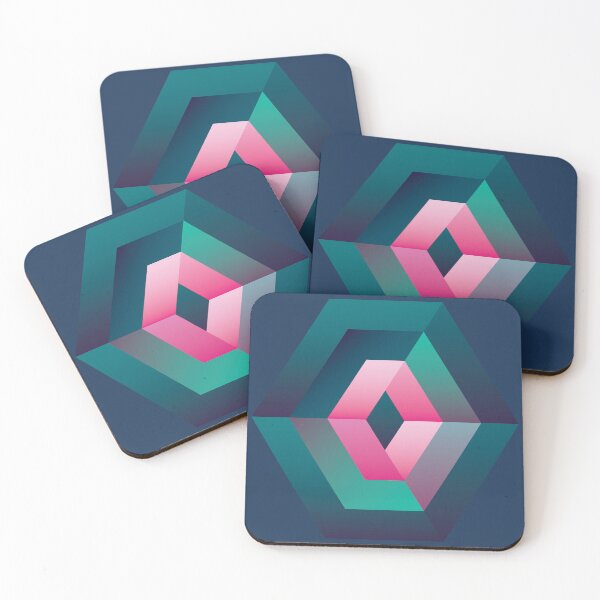 Item preview, Pink and green abstract  hexagon designed and sold by IngaDesign.