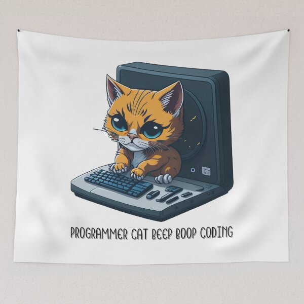 Item preview, Programmer Cat Beep Boop Coding designed and sold by PopPizzazz.