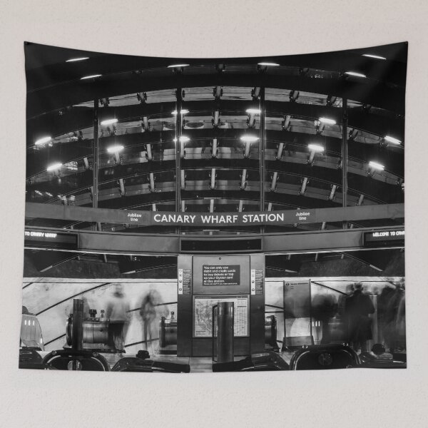 Item preview, Canary Wharf Tube Station Black and White designed and sold by Hike-and-Click.