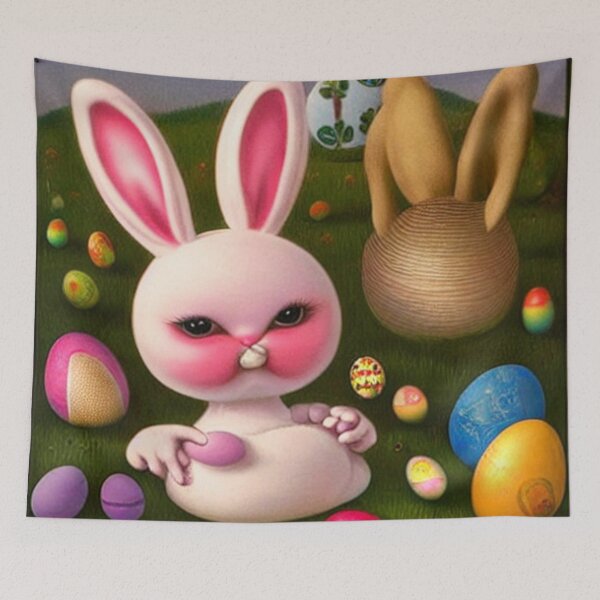 Artikelvorschau, Cute Pink Easter Bunny With Lots Of Eggs entworfen und verkauft von DukeGroovy.