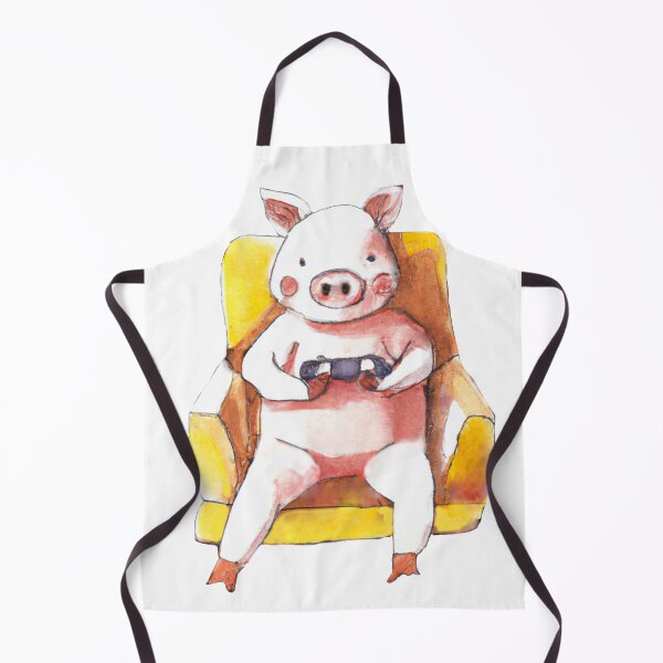 Item preview, Adorable pig on sofa playing video games-Edited AI generated art designed and sold by Frostp.