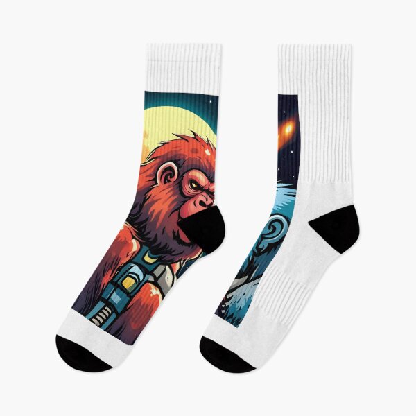 Item preview, Gorilla and monkey on the background of the moon. Vector illustration. designed and sold by LooperSDart.