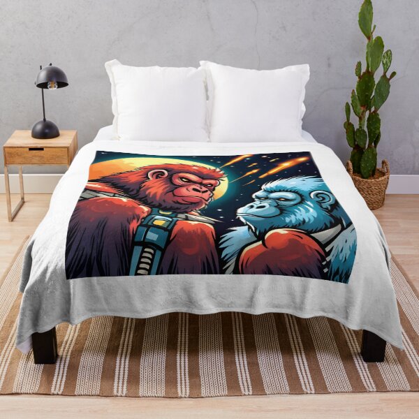 Item preview, Gorilla and monkey on the background of the moon. Vector illustration. designed and sold by LooperSDart.