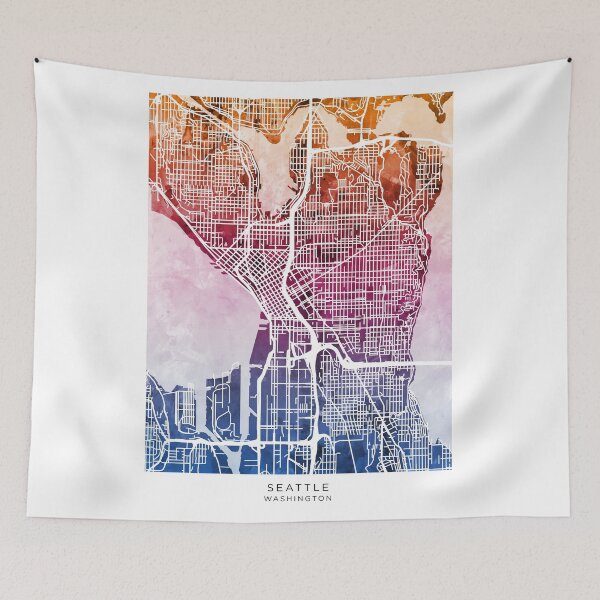 Item preview, Seattle Washington Street Map designed and sold by ArtPrints.
