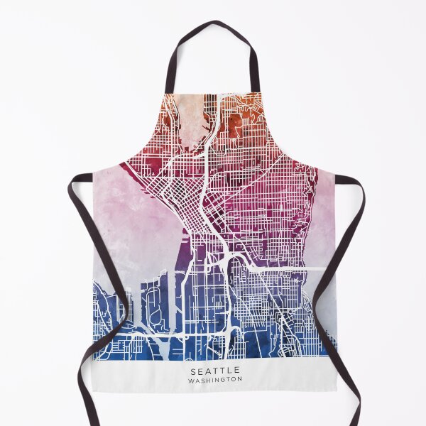 Aperçu de l'œuvre Carte des rues de Seattle Washington créée et vendue par ArtPrints.