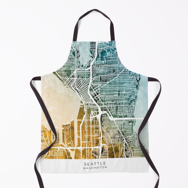 Aperçu de l'œuvre Carte des rues de Seattle Washington créée et vendue par ArtPrints.