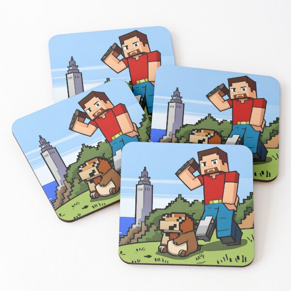 Item preview, cartoon man with a dog on the background of the city designed and sold by LooperSDart.