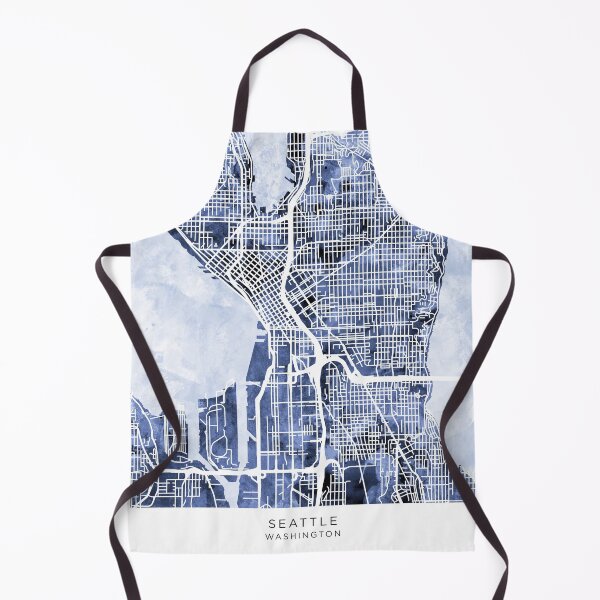 Aperçu de l'œuvre Carte des rues de Seattle Washington créée et vendue par ArtPrints.